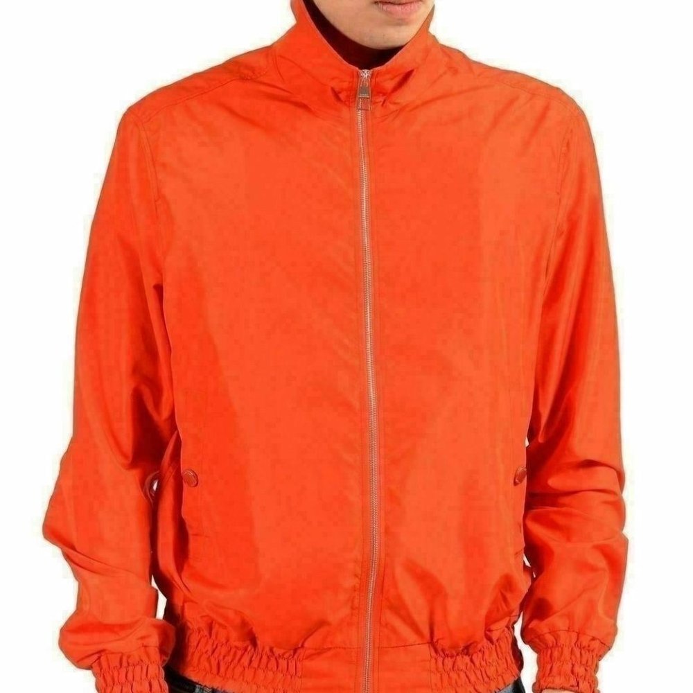 Versace Collection Men Orange Full Zip Windbreaker